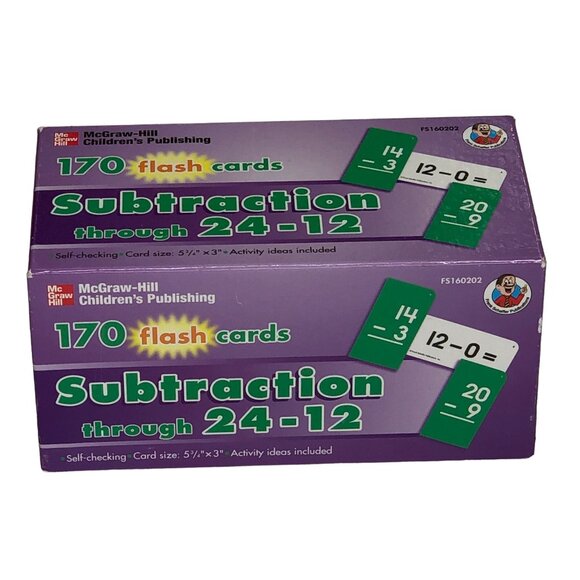 McGraw Hill Flash Cards Math Subtraction thru 24-12 Self Checking Homeschool - Picture 9 of 10